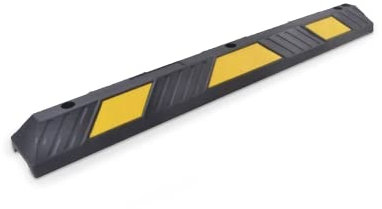 Parkplatzbegrenzer - Mit gelben Reflexstreifen - Hartgummi - Größe: 122,0 x 15,0 x 10,0 cm - Inklusive Befestigungsmarterial - Seitliche oder frontale Anwendung