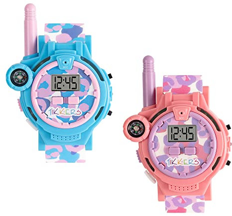 Tikkers Unisex Kids Walkie Talkie Watch Set TKWALKIE-0002, Blau, Rosa, Casual