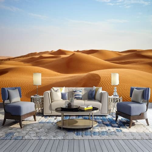 GIVLWF Papier Peint de 3D Dunes De Sable Du Désert Du Sahara, Mer De Sable Doré De Libye Panoramique Déco Mural - pour Salon Chambre D'Enfant Décoration Murale 150 x 105 cm