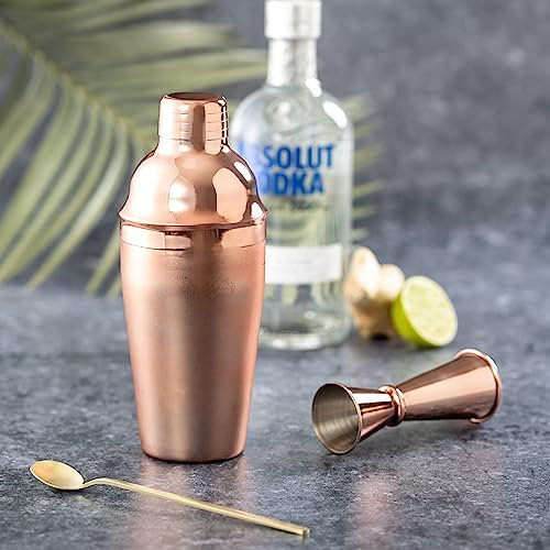 Elegante shaker da cocktail color rame, 550 ml, accessorio da bar con misurino Jigger, design accattivante