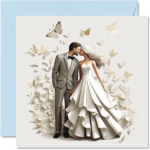 Stuff4 Hochzeitskarten für Paare – Schmetterlinge – Glückwunsch, glückliches Verlobungsgeschenk, Glückwunschkarte, Well Done-Karte, 145 mm x 145 mm, Hochzeitsgrußkarten für Paare, Verlobte, Verlobte