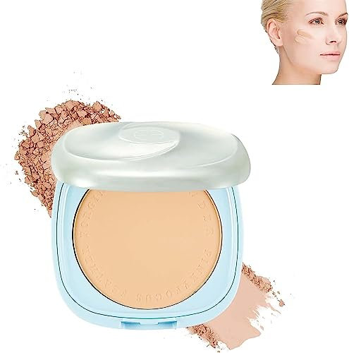 Crème solaire blanchissante, poudre compacte, protection solaire SPF15+, poudre de fixation étanche à la transpiration pour le visage (naturel)
