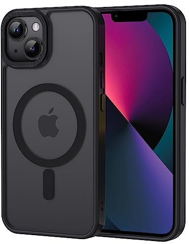XTCASE für iPhone 13 Mini Hülle Magnetisch kompatibel mit Magsafe, Matt Transluzente Handyhülle für iPhone 13 Mini (5.4) Kratzfeste PC Rückseite + TPU Bumper - Schwarz