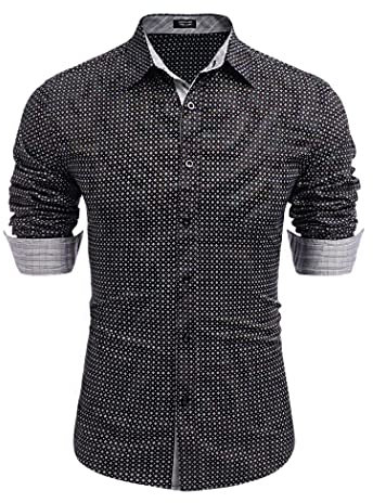 COOFANDY Men's Long Sleeve Shirt Dress Suit Non Iron Shirts Men Business Shirts Slim Fit Casual Sommer Shirts