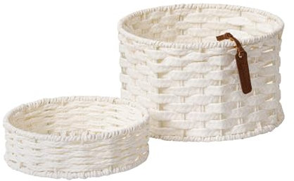 La Jolíe Muse Panier de rangement en papier biologique - Corbeille en carton sur étagère ronde blanche