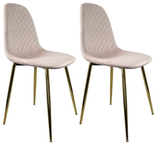 Marvin Sedia Roberta In Velluto Con Gambe In Metallo Dorate Oro Sedie Di Design Moderno Interno Per Sala Da Pranzo Salotto Soggiorno Elegante (Rosa, 2)