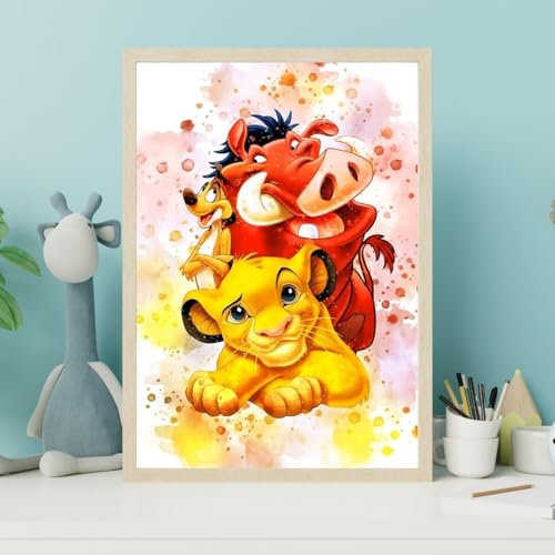 Ma Little Canv Poster König der Löwen – Wanddekoration für Kinderzimmer, Mädchen, Jungen, Disney Simba König der Löwen, ohne Rahmen, 30 x 40 cm (Simba, Timon und Pumba)