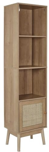 HOME DECO FACTORY, HD0225, Säule mit 1 Tür, Modell Bali, Kollektion Natural Crush, Möbel, Schrank, Badezimmermöbel, 40 x 160 x 30 cm, Braun