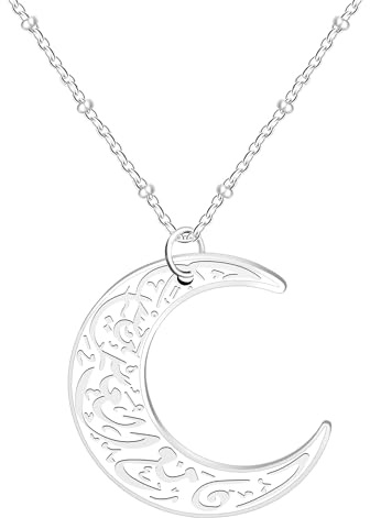 Vivaday Edelstahl Arabischer Mond-Anhänger Halskette – Islamischer Symbolschmuck für Männer und Frauen | Allah Rune Talisman Amulett | Religiöses Geschenk für muslimische Gläubige YA4979