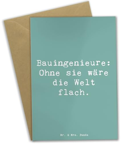 Mr. & Mrs. Panda Grußkarte Spruch Bauingenieur Held - Geschenk, Beruf, Geschenke für Berufstätige, osterkarte, Konstruktion, Berufsalltag, hochzeitskarten, weihnachtskarten, Berufsprodukte, Baustellen