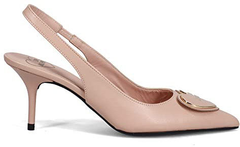 Love Moschino Slingback Pelle Cipria con Cuore e Tacco Medio - JA10197G1GIE0 609 - Taglia 39