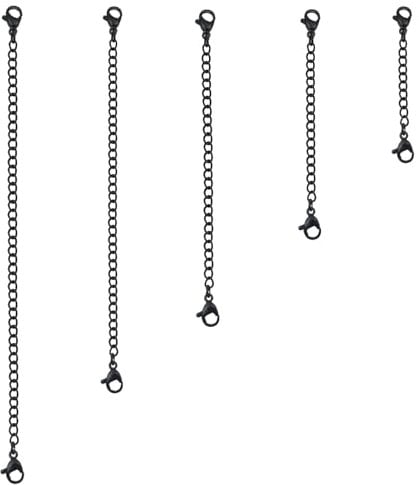 TOAOB 5 Stück Edelstahl Halskette Extender Armband Verlängerung Kette Schwarz 5 cm 7.5 cm 10 cm 12.5 cm 15 cm Breit 3 mm für Halskette Armband Schmuckherstellung