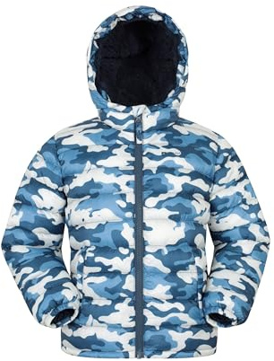 Mountain Warehouse Seasons Kids Padded Hooded Jacket | Water Resistant Childrens Fur-Lined Puffer Coat for Boys & Girls, Lightweight & Insulated for Warmth, for School, Light Rain