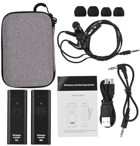 Funien Drahtloses In-Ear-Kopfhörer-Überwachungssystem mit Kopfhörer, Echtzeit-Ohrrückführung, UHF, FM, ohne Verzögerung, gleichzeitig für Sänger, Band, Bühne, professionelles IEM-Stereosystem, Sender