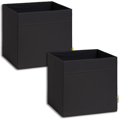 Storanda | 2er Set Aufbewahrungsbox Regal | Faltbare & Extra Stabile Kallax Boxen Aufbewahrung | Aufbewahrungskorb Regalbox für Würfelregal | Ideal für Zuhause & Kinderzimmer | 33x33x33 cm | Schwarz