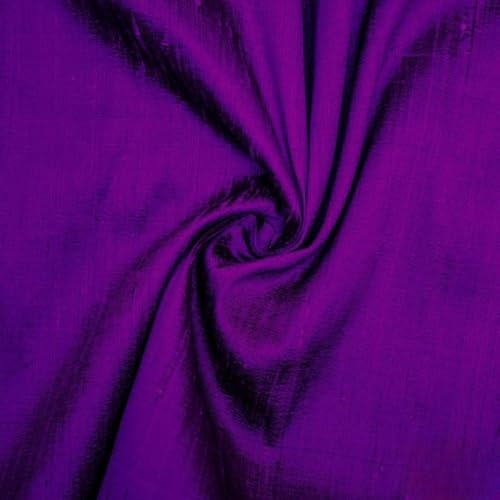 Tessuto Mart diretto Viola brillante 100% pura seta Dupioni Tessuto Al metro, 1 metro 104 centimetri larghezza Seta grezza pura Tinta unita Viola Vendita all'ingrosso Seta Tappezzeria Tessuto