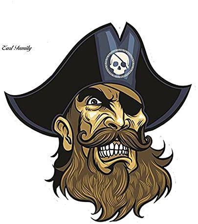 13 cm x 12 cm Auto Styling Bärtiger Pirat Jolly Roger Vinyl Aufkleber Aufkleber Laptop Reisegepäck