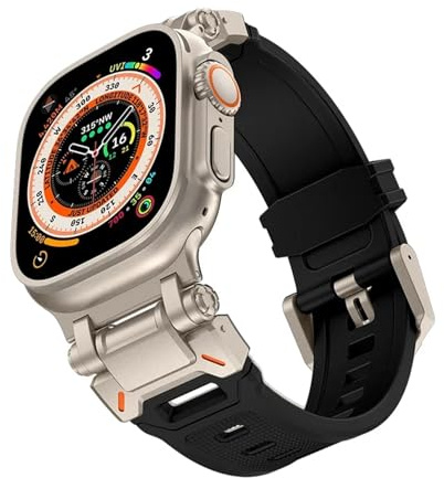 NVVVNX Correa de goma suave para Apple Watch Ultra 2 1 Band 49mm 45mm 44mm 42mm S10 46mm Pulsera de goma de lujo para IWatch Series 9 8 7 6 SE 5 Accesorios Correas de reloj
