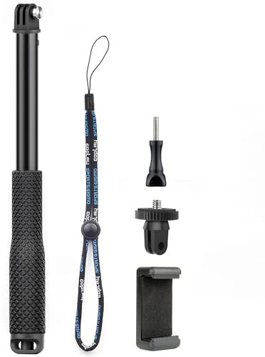 GEPULY Waterproof Selfie Stick Pole Hand Grip Adjustable Underwater Monopod for GoPro Hero 13 12 11 10 9 8 7 6 5 AKASO DJI OSMO 5 Pro Action Camera Black