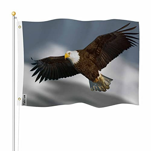 Bandiera aquila calva, 9 x 1,5 m, per esterni, volo contro la montagna, bandiera di alta qualità, più forte e duratura, colori vivaci con occhielli in ottone
