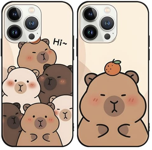 PBNDJVG Kawaii Phone Cases Funny Capybara Case for iPhone 16 pro 6.3 Inch, Anime Cartoon Cute Pattern Shockproof Soft TPU Silicone Gel Drop Protection Case for Women Girls