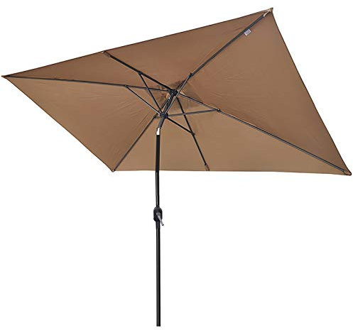 CCKUYT Ombrellone da Giardino, 6x6 Piedi, ombrellone da Giardino per Piscina Esterna con inclinazione a Pulsante e manovella, ombrellone Quadrato per Mercato, Spiaggia, Giardino, Prato, Protezione UV