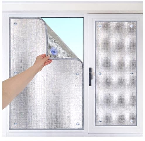 WXGZSKLV Reflektierende Fensterfolie, Aluminisierte Isolierfolie, UV-Schutz Sonnenschutz Folie Fenster Innen Oder Außen, Sichtschutz Wärmeschutzfolie mit Saugnapf für Heimbüro(60cm x 120cm)