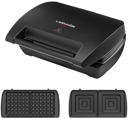LAGRANGE - Gaufrier Mini Maxi, 900W, Multifonctions, Croque-monsieur XXL 120x120, livré avec les jeux de plaques Gaufres & Croque-monsieur, Nettoyage facile, 028462