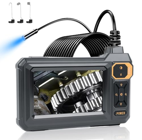 Endoskopkamera mit Licht 5M,1080P HD Digital Inspektionskamera mit 4.3-Zoll-IPS- Bildschirm, Inspektionskamera, 8.5mm IP67 Kanalkamera mit 8+1 Einstellbaren LED Licht, 5M Halbstarres Kabel