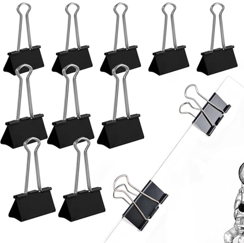 10 Stück Foldback Klammern Groß, Papierklammern 60mm Binder Clips Aktenklammern Dokumentenklammer für Bürobedarf Briefpapier Papier(Schwarz)