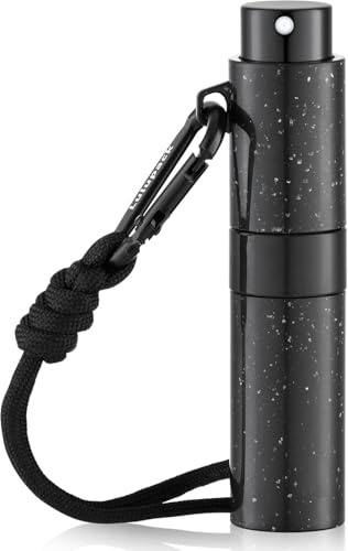 Lulupack Travel Perfume Atomiser Refillable - Keychain Mini Perfume Refill Spray Bottles for Aftershave - Small Travel Size Portable Fragrance Bottle - Empty Cologne Filler Atomiser for Man 8ml Black