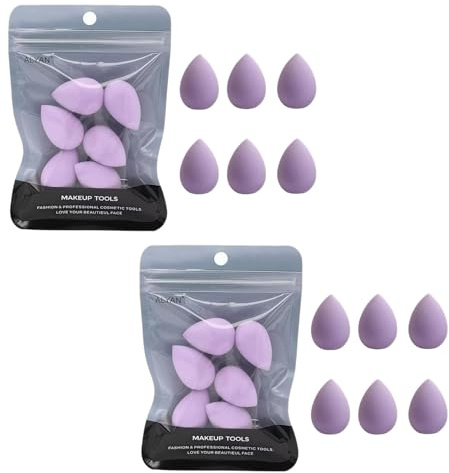 12PCS Mini Makeup Sponge Small Beauty Sponge Blender Set for Foundation, Powder, Concealer Highlight,and Eye Shadow, Purple