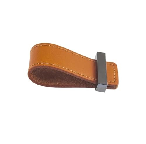 Schubladengriffe aus Leder Kleiner Schrankgriff und Türknauf, Kommodenschubladengriffe, Kleiderschranktürgriff, Messing-Metallkopf, Möbelledergriff(Black)