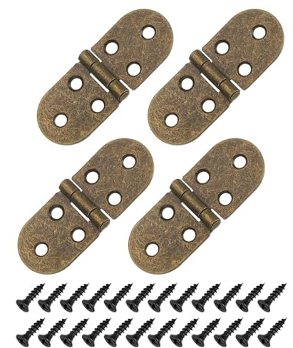 QUARKZMAN Bisagra De Mesa Plegable 4 Piezas Hierro 270 Grados Borde Redondo Bisagras Para Máquina De Coser Mesa Bandeja Para Muebles Cajón Puerta Gabinete (Bronce 3.2 X 1.2 Pulgadas)