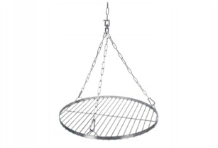 FEINZ Griglia in acciaio inox per barbecue a treppiede Ø 800 mm | con catena e rullo, Griglia rotonda, altezza regolabile con manovella, Griglia girevole, braciere, falò, giardino esterno