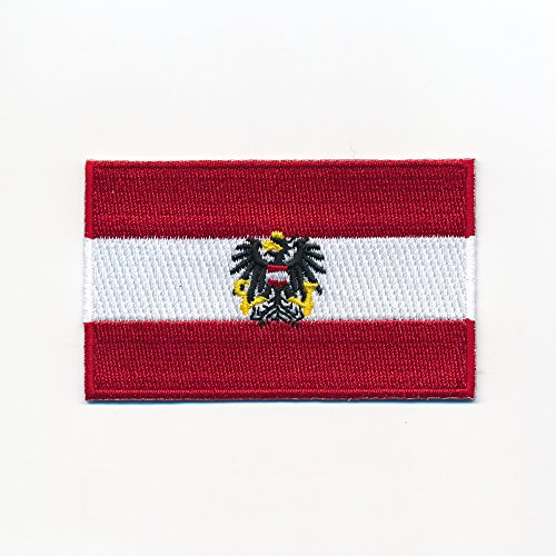 hegibaer 40 x 25 mm Österreich Flagge + Adler Austria Flag Wien Aufnäher Aufbügler 0949 A