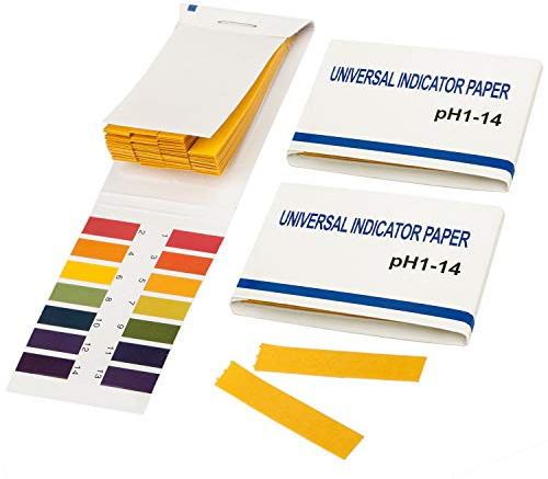 TRIXES pH Test Paper - 80 Strips - Universal 1-14 Acid Alkaline | Colour indicator chart, quick results, chemistry experiments, aquarium checks, soil testing