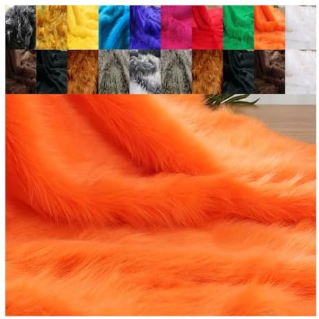 FABRICS-CITY ORANGE FLOKATI TEDDYFELL STOFF 50X150CM KARNEVAL BEKLEIDUNG BASTEL REQUISITEN FOTOSHOOTING DEKO, 2707(orange)