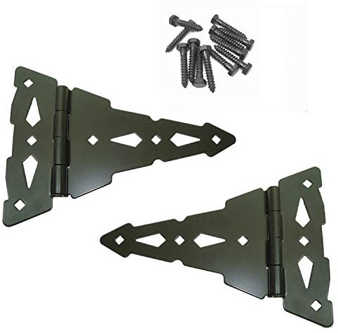 Wood Gate T-Hinges - Wood Fence Hinge Gate Kit, 8 T-Gate Hinges - Wood Gate Hardware Strap Hinges (1 Pack)