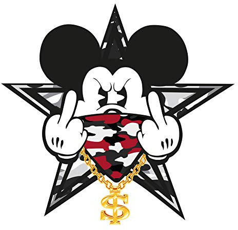 Finest Folia 2 Stück Aufkleber Gangster Mouse Sticker Autoaufkleber Maus Stinkefinger Mittelfinger für Auto Tankdeckel Heckscheibe Laptop Kühlschrank R109 (Nr. 5 Mit Kette)