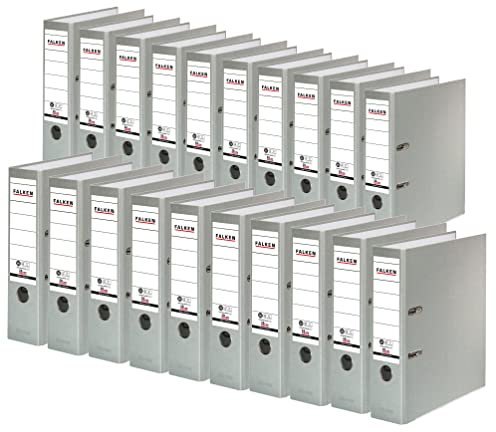 Original Falken 20er Pack Recycolor Umwelt-Ordner Öko. Made in Germany. Farbiger Papierbezug außen 8 cm breit DIN A4 grau Ringordner Aktenordner Briefordner CO2-Neutral Blauer Engel