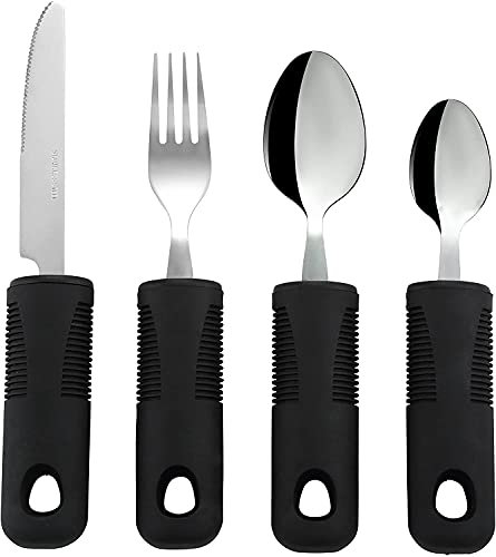VergilSon Besteck-Set mit extra breiten Griffen, leicht zu greifen, Korfortgriffe, ideal als Esshilfe, für ältere Menschen und Arthritis, Zittern, Leute und Parkinson's geschwächte Grease