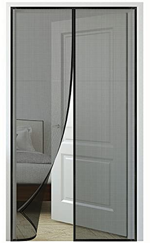 Zanzariera Magnetica per Porte Chiusura Automatica,150x230cm/WxH(59.05x90.55in) Anti Insetti Tenda di Zanzariera Porta,Facile Montaggio Adesivo Senza Forare, Nera