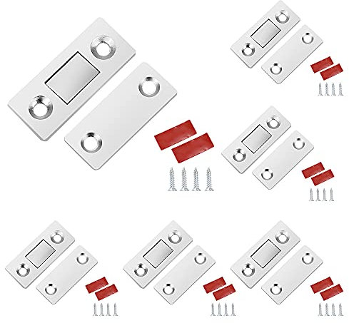MiSevteen 6 Pack Magnetic Cabinet Latches Ultra Thin Magnetic Cabinet Latches Self-Adhesive Magnet Catch Sliding Kitchen Door Catches Magnetic Door Catches for Kitchen Cupboards Door Drawer