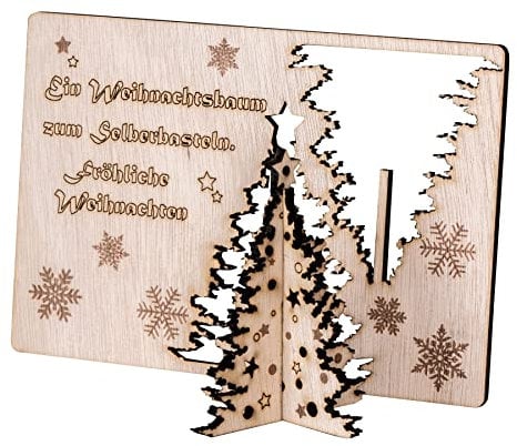 levandeo Weihnachtskarte Birkenholz DIY Fröhliche Weihnachten Aufsteller Holz Weihnachtsbaum Tannenbaum Holzkarte Grußkarte Tischdeko