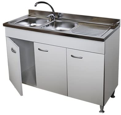 Mobile per lavello acciaio inox cm.120 compreso di lavello 2 vasche per cucina