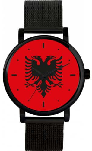 Toff London Albanian Flag Watch Damen 38mm Gehäuse 3atm Wasserdichtes Custom Designed Quarzwerk Luxus Modisch