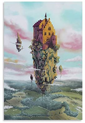 Studio Ghibli Schloss im Himmel, japanisches Anime-Poster, Kunst, Poster, Leinwand, Gemälde, Dekoration, Wanddruck, Fotogeschenke, Zuhause, modern, dekorative Poster, gerahmt, 40 x 60 cm
