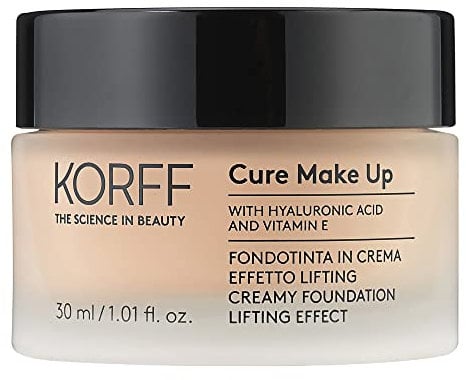 Korff Foundation Creme mit Lifting-Effekt, mittlere Deckkraft mit Hyaluronsäure und Vitamin E, Fondant und Creme, Finish Satin 02, Format 30 ml