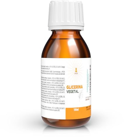 100 ml - Glycérine (USP), Pureté +98% (Glycérine Végétale). Glycérine peau, cheveux, mains. Glycérine naturelle.